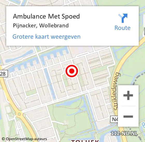 Locatie op kaart van de 112 melding: Ambulance Met Spoed Naar Pijnacker, Wollebrand op 6 november 2023 21:30