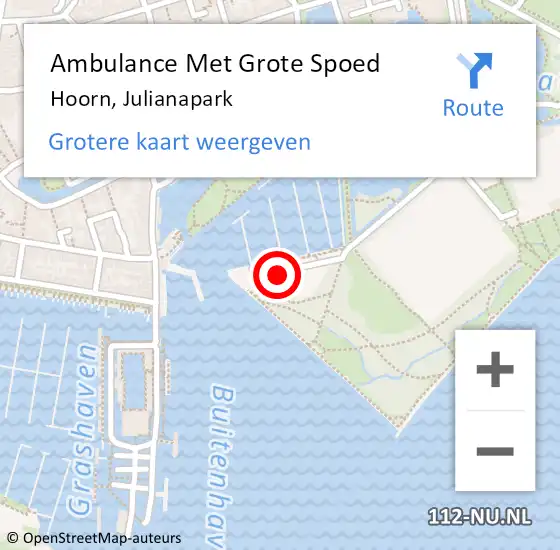 Locatie op kaart van de 112 melding: Ambulance Met Grote Spoed Naar Hoorn, Julianapark op 6 november 2023 21:59