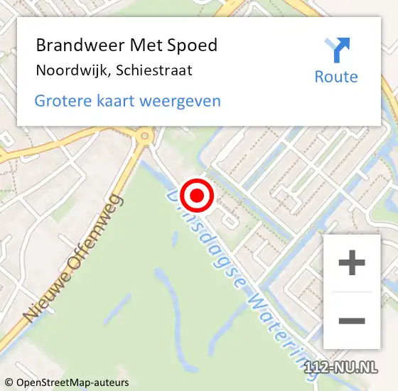 Locatie op kaart van de 112 melding: Brandweer Met Spoed Naar Noordwijk, Schiestraat op 6 november 2023 22:00