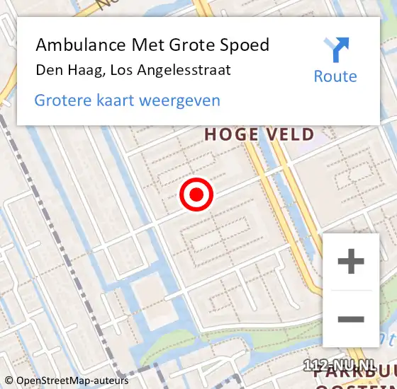 Locatie op kaart van de 112 melding: Ambulance Met Grote Spoed Naar Den Haag, Los Angelesstraat op 6 november 2023 22:37