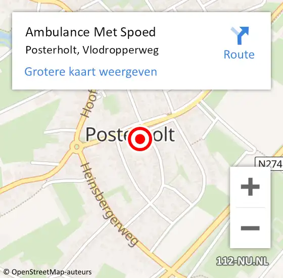 Locatie op kaart van de 112 melding: Ambulance Met Spoed Naar Posterholt, Vlodropperweg op 6 november 2023 22:49