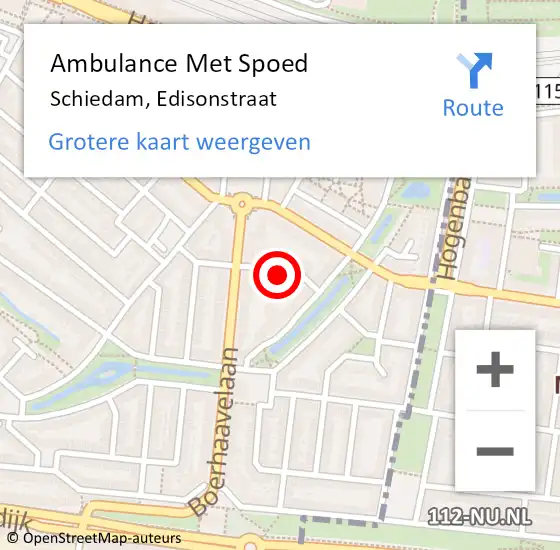Locatie op kaart van de 112 melding: Ambulance Met Spoed Naar Schiedam, Edisonstraat op 6 november 2023 22:51