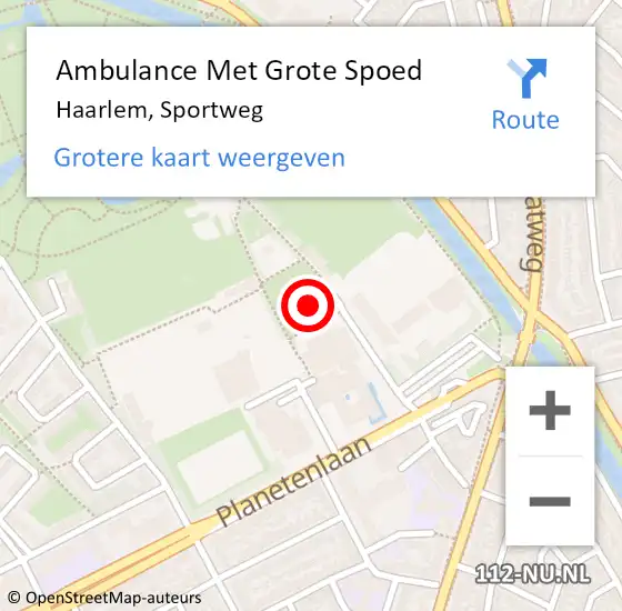 Locatie op kaart van de 112 melding: Ambulance Met Grote Spoed Naar Haarlem, Sportweg op 6 november 2023 23:18