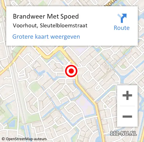 Locatie op kaart van de 112 melding: Brandweer Met Spoed Naar Voorhout, Sleutelbloemstraat op 6 november 2023 23:43