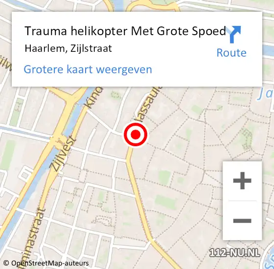 Locatie op kaart van de 112 melding: Trauma helikopter Met Grote Spoed Naar Haarlem, Zijlstraat op 7 november 2023 00:17