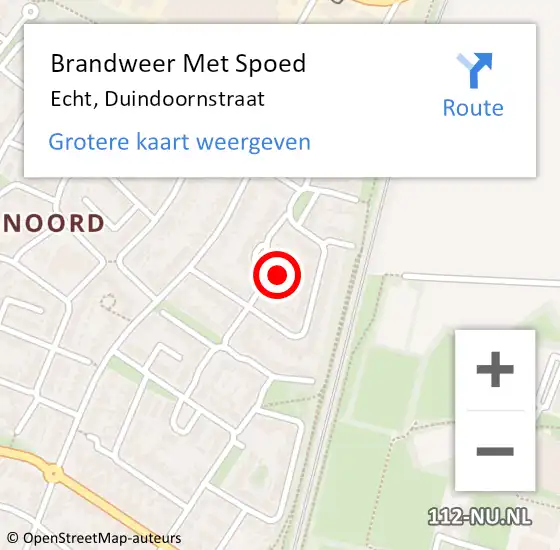 Locatie op kaart van de 112 melding: Brandweer Met Spoed Naar Echt, Duindoornstraat op 7 november 2023 00:36