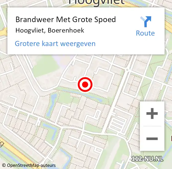 Locatie op kaart van de 112 melding: Brandweer Met Grote Spoed Naar Hoogvliet, Boerenhoek op 7 november 2023 01:24