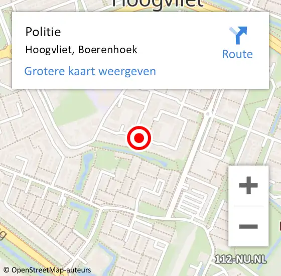 Locatie op kaart van de 112 melding: Politie Hoogvliet, Boerenhoek op 7 november 2023 01:34