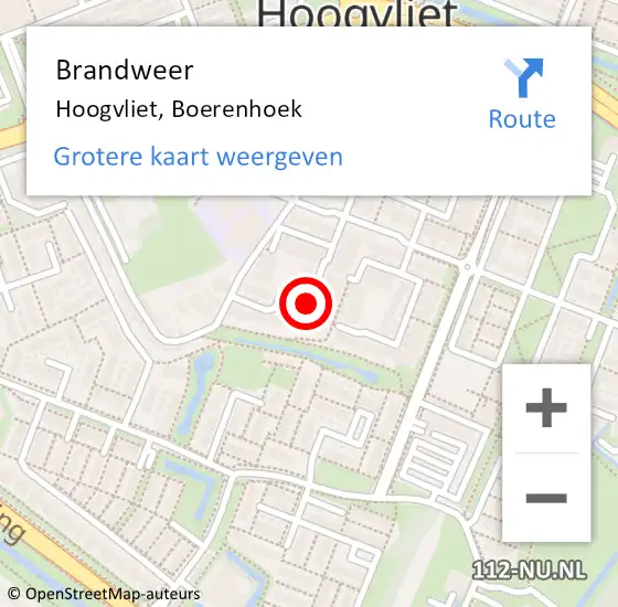 Locatie op kaart van de 112 melding: Brandweer Hoogvliet, Boerenhoek op 7 november 2023 01:38