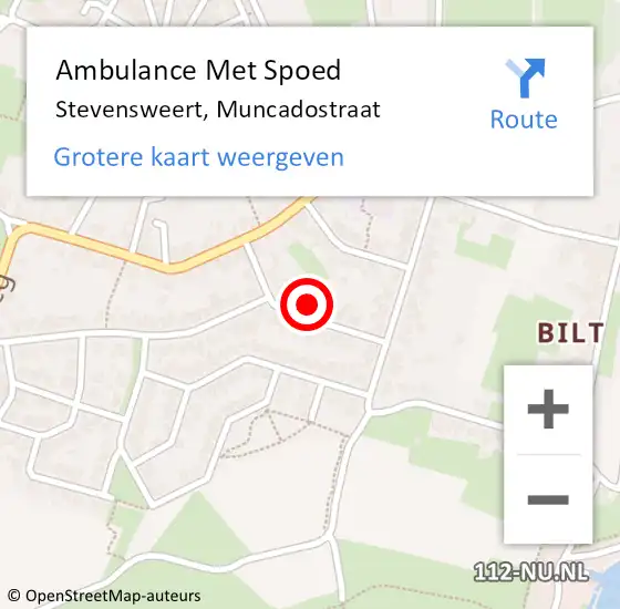 Locatie op kaart van de 112 melding: Ambulance Met Spoed Naar Stevensweert, Muncadostraat op 7 november 2023 02:05