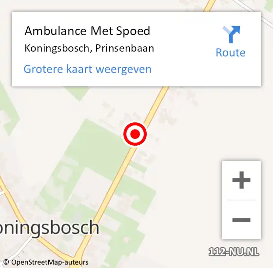 Locatie op kaart van de 112 melding: Ambulance Met Spoed Naar Koningsbosch, Prinsenbaan op 7 november 2023 03:05