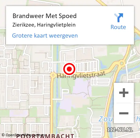 Locatie op kaart van de 112 melding: Brandweer Met Spoed Naar Zierikzee, Haringvlietplein op 7 november 2023 06:35