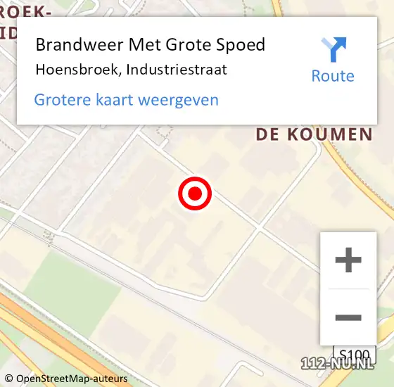 Locatie op kaart van de 112 melding: Brandweer Met Grote Spoed Naar Hoensbroek, Industriestraat op 7 november 2023 07:54