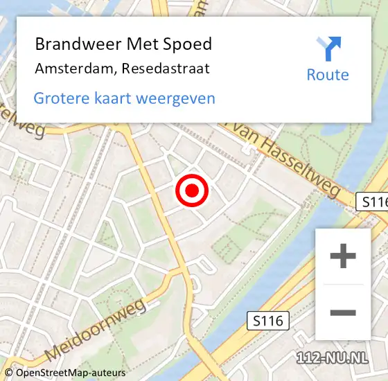 Locatie op kaart van de 112 melding: Brandweer Met Spoed Naar Amsterdam, Resedastraat op 7 november 2023 08:13