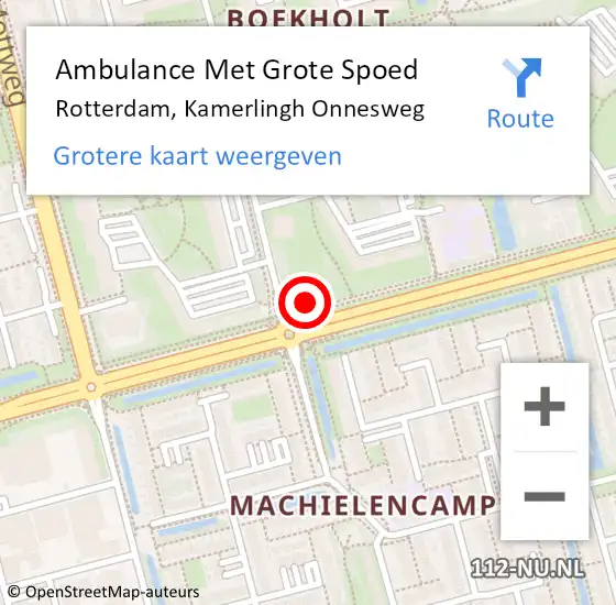 Locatie op kaart van de 112 melding: Ambulance Met Grote Spoed Naar Rotterdam, Kamerlingh Onnesweg op 7 november 2023 08:54