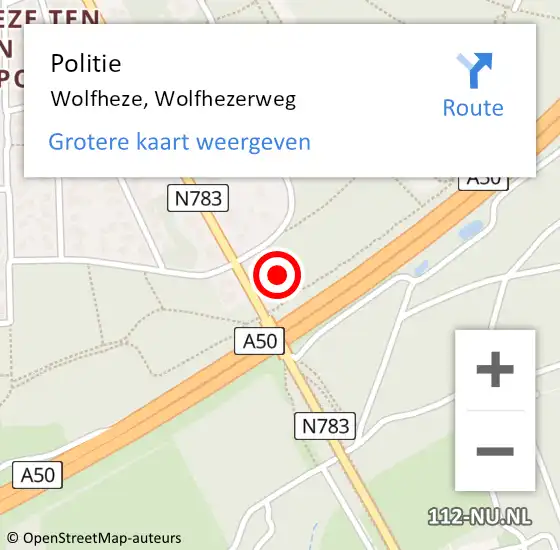 Locatie op kaart van de 112 melding: Politie Wolfheze, Wolfhezerweg op 7 november 2023 08:59