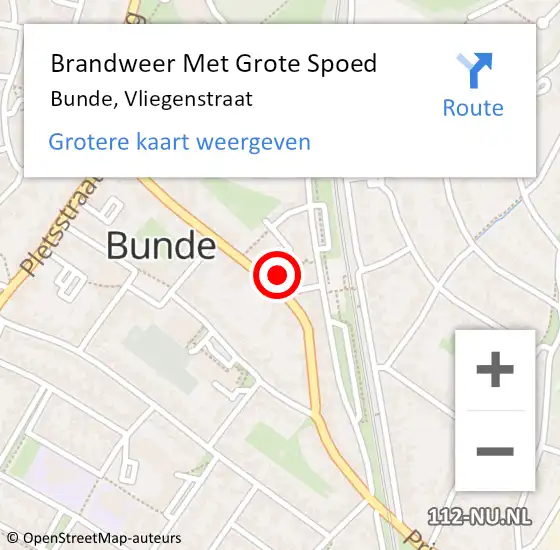 Locatie op kaart van de 112 melding: Brandweer Met Grote Spoed Naar Bunde, Vliegenstraat op 7 november 2023 09:18