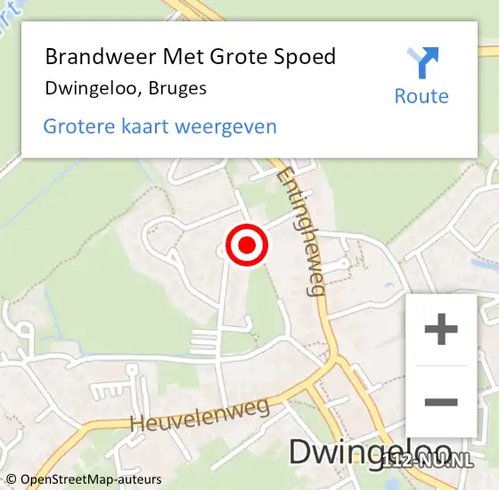 Locatie op kaart van de 112 melding: Brandweer Met Grote Spoed Naar Dwingeloo, Bruges op 7 november 2023 09:21