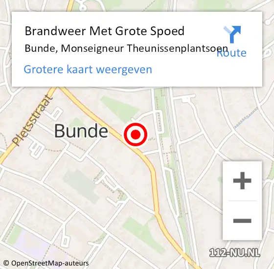 Locatie op kaart van de 112 melding: Brandweer Met Grote Spoed Naar Bunde, Monseigneur Theunissenplantsoen op 7 november 2023 09:22