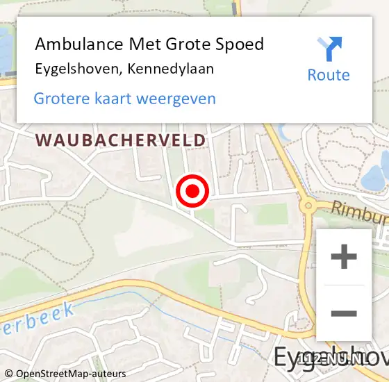 Locatie op kaart van de 112 melding: Ambulance Met Grote Spoed Naar Eygelshoven, Kennedylaan op 14 september 2014 13:01