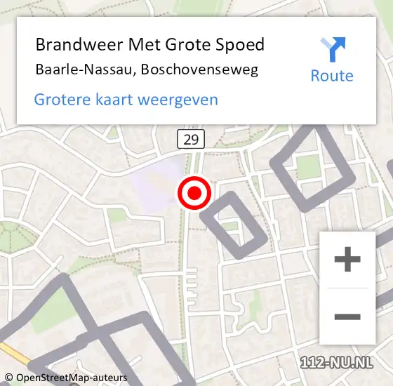 Locatie op kaart van de 112 melding: Brandweer Met Grote Spoed Naar Baarle-Nassau, Boschovenseweg op 7 november 2023 09:41