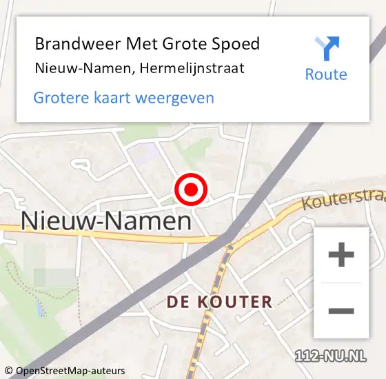 Locatie op kaart van de 112 melding: Brandweer Met Grote Spoed Naar Nieuw-Namen, Hermelijnstraat op 7 november 2023 09:53