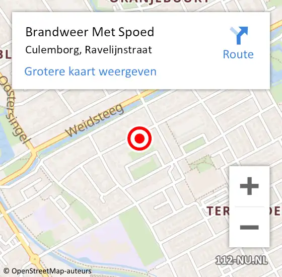 Locatie op kaart van de 112 melding: Brandweer Met Spoed Naar Culemborg, Ravelijnstraat op 7 november 2023 09:59