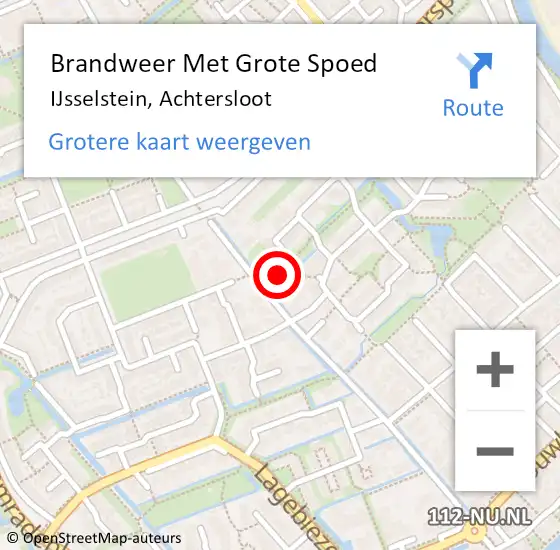 Locatie op kaart van de 112 melding: Brandweer Met Grote Spoed Naar IJsselstein, Achtersloot op 7 november 2023 10:10