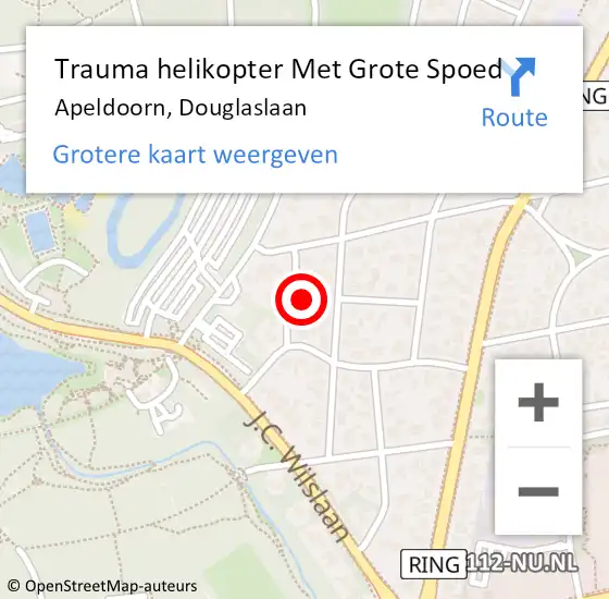 Locatie op kaart van de 112 melding: Trauma helikopter Met Grote Spoed Naar Apeldoorn, Douglaslaan op 7 november 2023 10:26