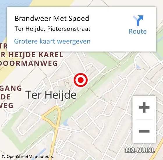 Locatie op kaart van de 112 melding: Brandweer Met Spoed Naar Ter Heijde, Pietersonstraat op 7 november 2023 10:28