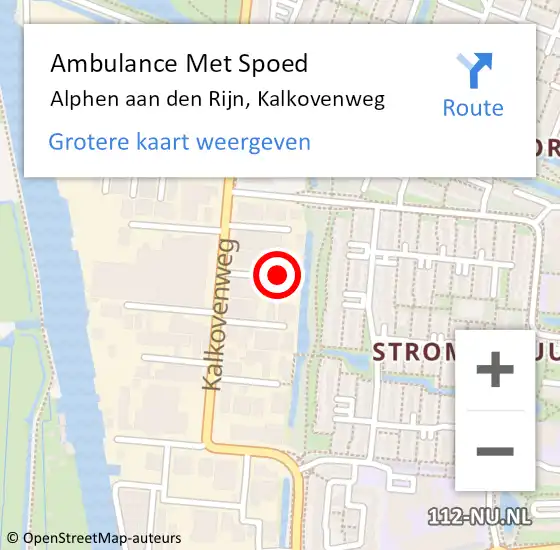 Locatie op kaart van de 112 melding: Ambulance Met Spoed Naar Alphen aan den Rijn, Kalkovenweg op 7 november 2023 10:46