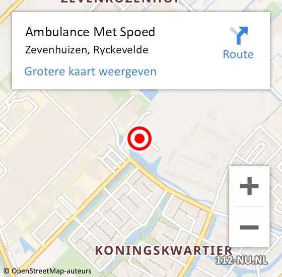 Locatie op kaart van de 112 melding: Ambulance Met Spoed Naar Zevenhuizen, Ryckevelde op 7 november 2023 10:46