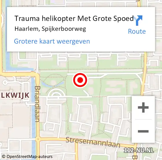 Locatie op kaart van de 112 melding: Trauma helikopter Met Grote Spoed Naar Haarlem, Spijkerboorweg op 7 november 2023 11:03