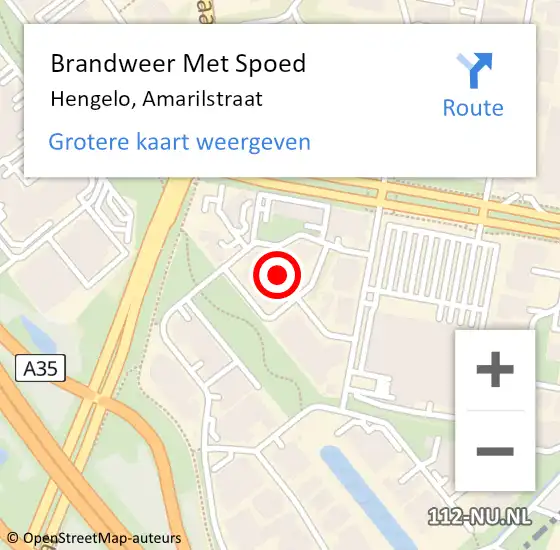 Locatie op kaart van de 112 melding: Brandweer Met Spoed Naar Hengelo, Amarilstraat op 7 november 2023 11:04