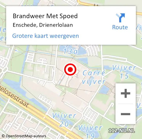 Locatie op kaart van de 112 melding: Brandweer Met Spoed Naar Enschede, Drienerlolaan op 7 november 2023 11:07