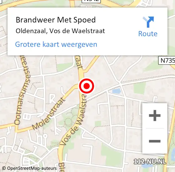 Locatie op kaart van de 112 melding: Brandweer Met Spoed Naar Oldenzaal, Vos de Waelstraat op 7 november 2023 11:14