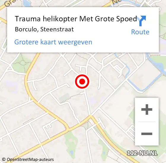 Locatie op kaart van de 112 melding: Trauma helikopter Met Grote Spoed Naar Borculo, Steenstraat op 7 november 2023 11:32
