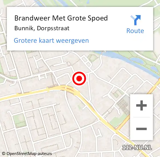 Locatie op kaart van de 112 melding: Brandweer Met Grote Spoed Naar Bunnik, Dorpsstraat op 14 september 2014 13:33