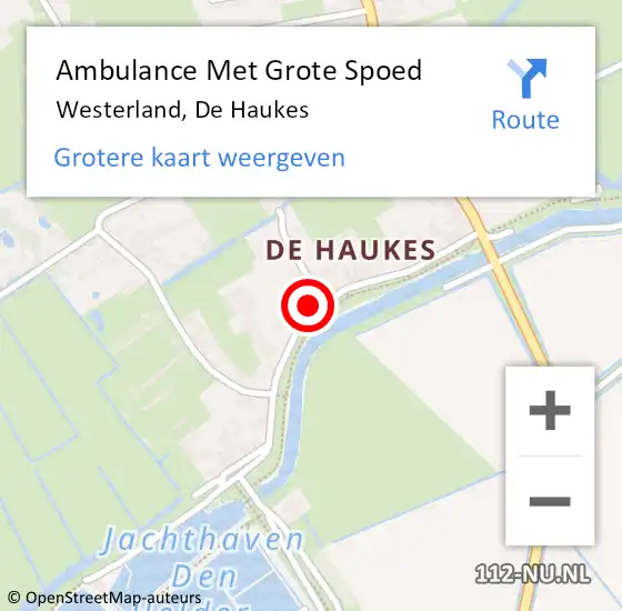 Locatie op kaart van de 112 melding: Ambulance Met Grote Spoed Naar Westerland, De Haukes op 7 november 2023 12:28