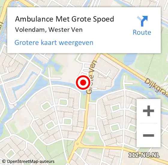 Locatie op kaart van de 112 melding: Ambulance Met Grote Spoed Naar Volendam, Wester Ven op 7 november 2023 12:51