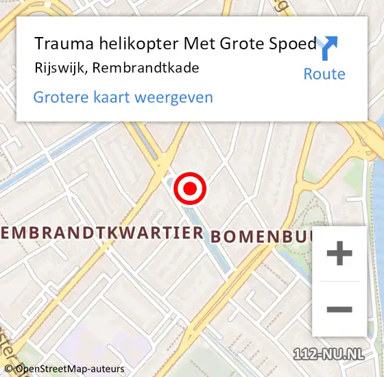 Locatie op kaart van de 112 melding: Trauma helikopter Met Grote Spoed Naar Rijswijk, Rembrandtkade op 7 november 2023 12:58