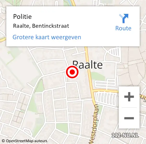 Locatie op kaart van de 112 melding: Politie Raalte, Bentinckstraat op 7 november 2023 13:03