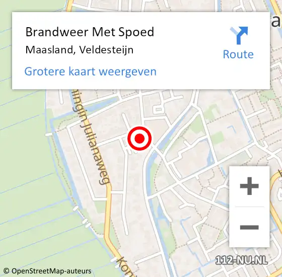 Locatie op kaart van de 112 melding: Brandweer Met Spoed Naar Maasland, Veldesteijn op 7 november 2023 13:12