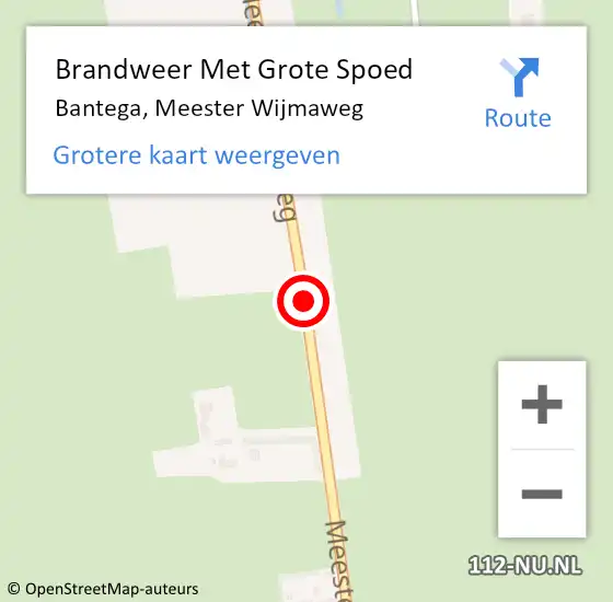 Locatie op kaart van de 112 melding: Brandweer Met Grote Spoed Naar Bantega, Meester Wijmaweg op 14 september 2014 13:41