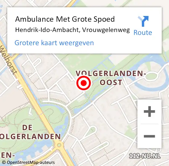 Locatie op kaart van de 112 melding: Ambulance Met Grote Spoed Naar Hendrik-Ido-Ambacht, Vrouwgelenweg op 7 november 2023 13:36