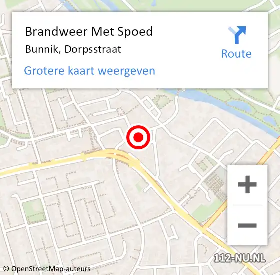 Locatie op kaart van de 112 melding: Brandweer Met Spoed Naar Bunnik, Dorpsstraat op 14 september 2014 13:41