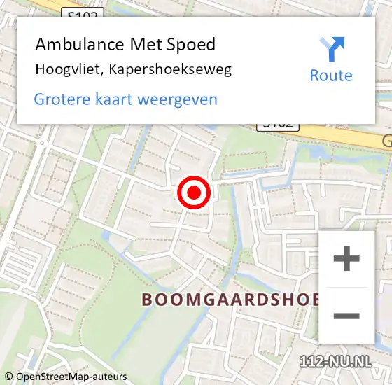 Locatie op kaart van de 112 melding: Ambulance Met Spoed Naar Hoogvliet, Kapershoekseweg op 7 november 2023 13:46