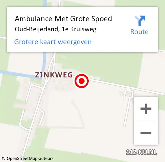 Locatie op kaart van de 112 melding: Ambulance Met Grote Spoed Naar Oud-Beijerland, 1e Kruisweg op 7 november 2023 13:47