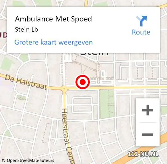 Locatie op kaart van de 112 melding: Ambulance Met Spoed Naar Stein Lb op 14 september 2014 13:44