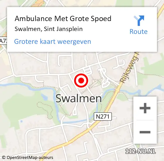 Locatie op kaart van de 112 melding: Ambulance Met Grote Spoed Naar Swalmen, Sint Jansplein op 7 november 2023 14:07